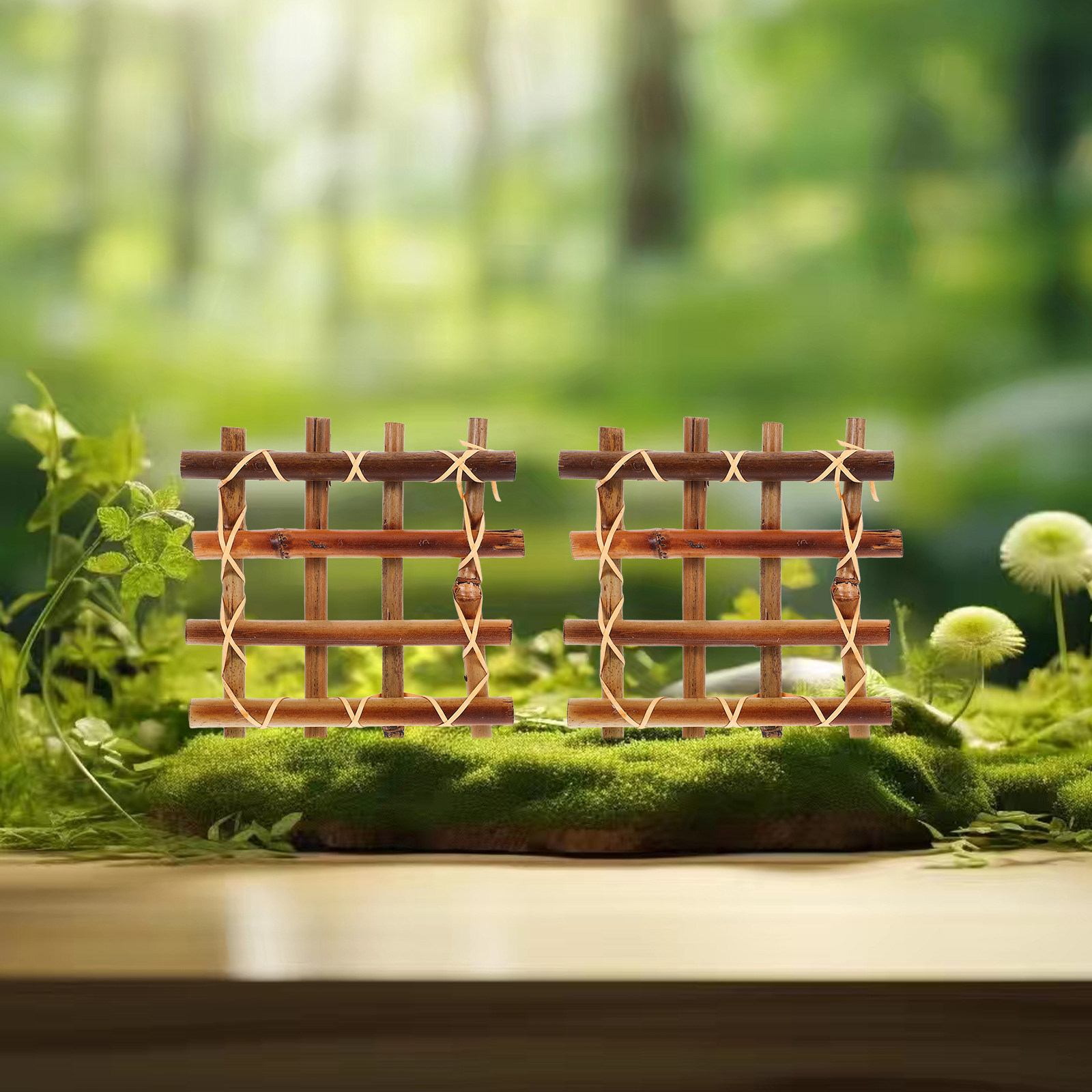 قطعتان من سياج الخيزران المصغر - مراجعة Bonsai Garden Landscape Design وسعره